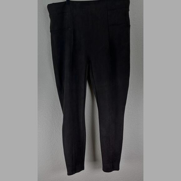 Spanx 1X Faux Suede Brown Leggings High Rise Stretch Softcore Y2K - Picture 1 of 10